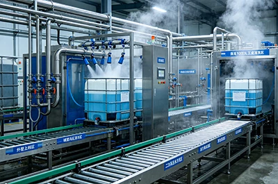 Automatická linka na čistenie nádrží IBC